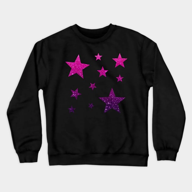 Pink Purple Ombre Faux Glitter Stars Crewneck Sweatshirt by Felicity-K